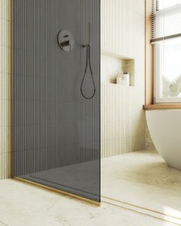 Душевая перегородка MaybahGlass MGD-698-3у 79см золото